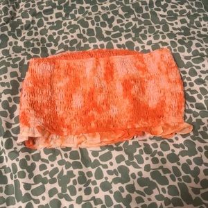 Nasty Gal Size 4 Orange Ruffle Tube Top